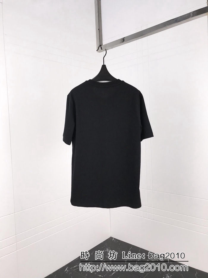 BURBERRY巴寶莉 19ss新款 Bbr字母刺繡拼接 格紋純棉汗布短袖 簡約百搭款 男女同款 ydi1704